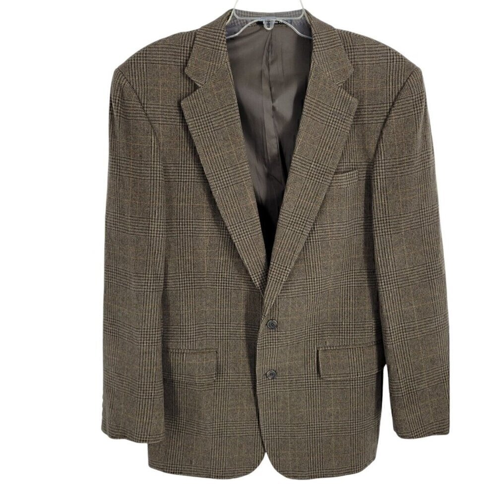 Camel Hair wool Blazer Hounds Tooth Sport coat jacket 40L single vent 2 button